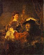 REMBRANDT Harmenszoon van Rijn Rembrandt and Saskia pose as The Prodigal Son in the Tavern France oil painting artist